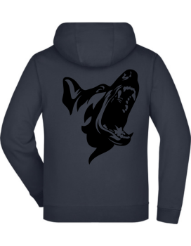 Doubleface Unisex Jacke mit zähnefletschendem Schäferhund